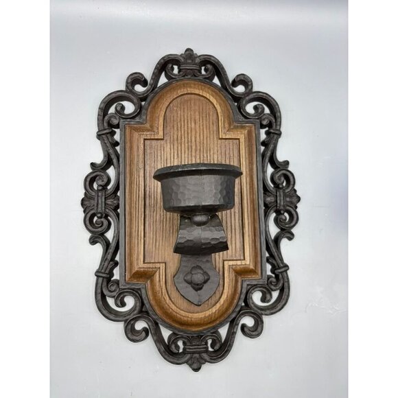 Vtg Ornate Wall Sconce‎ Candle Holder Made In USA Gothic Victorian Style - Picture 1 of 6